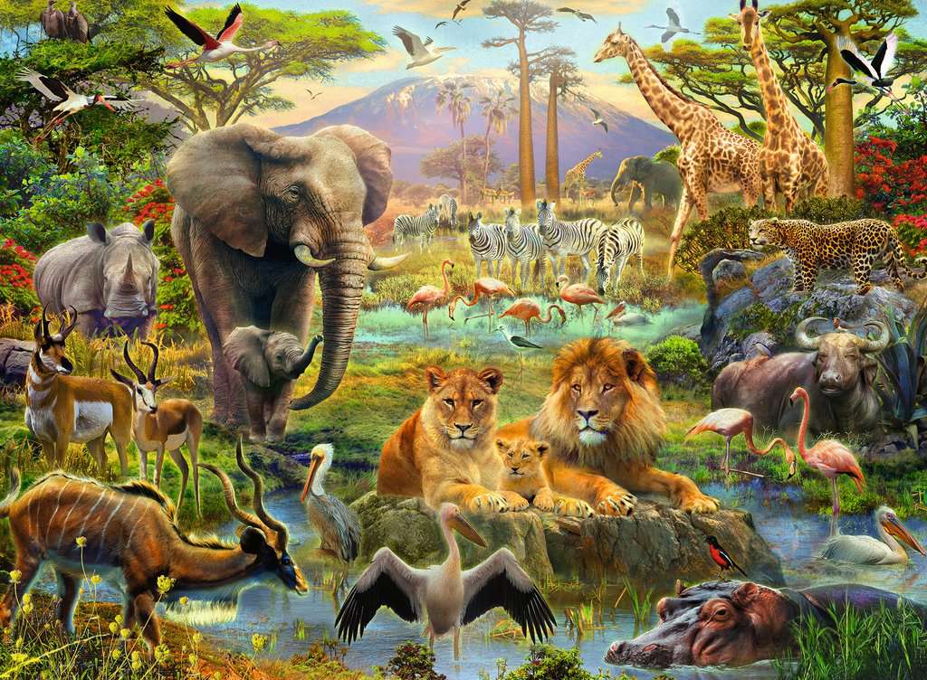 Ravensburger Rompecabezas: Animales de la Sabana Kids XXL 200 piezas