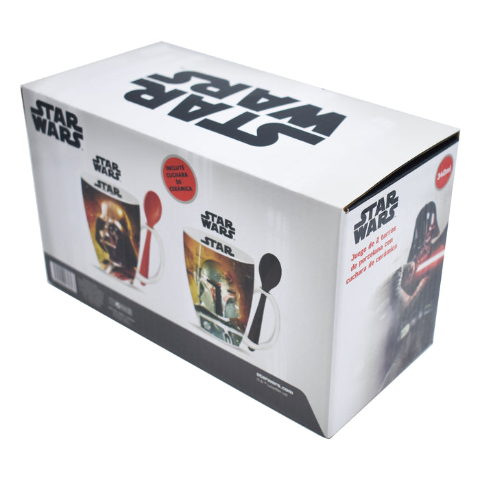 Fun Kids Tarros De Ceramica Con Cuchara: Star Wars - Darth Vader y Boba Fett 310 ml