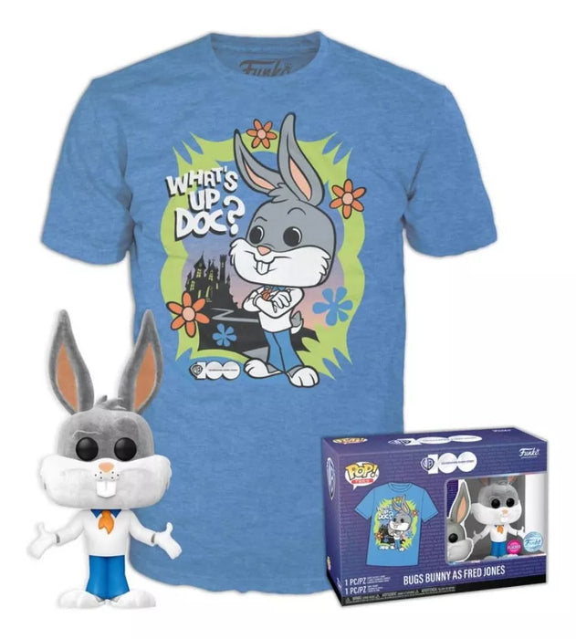 Funko Pop & Tee: Warner Bros 100 - Playera Mediana Con Bugs Bunny Flocked Exclusivo