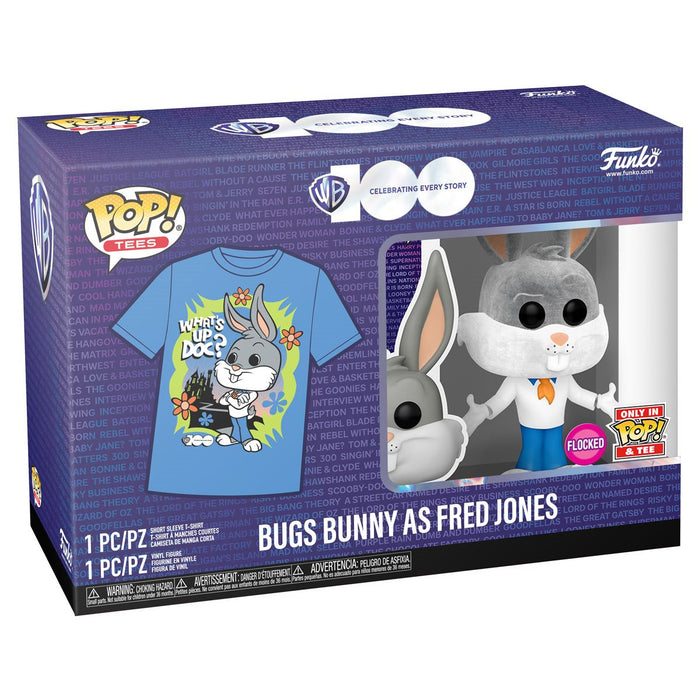 Funko Pop & Tee: Warner Bros 100 - Playera Extra Chica Con Bugs Bunny Flocked Exclusivo