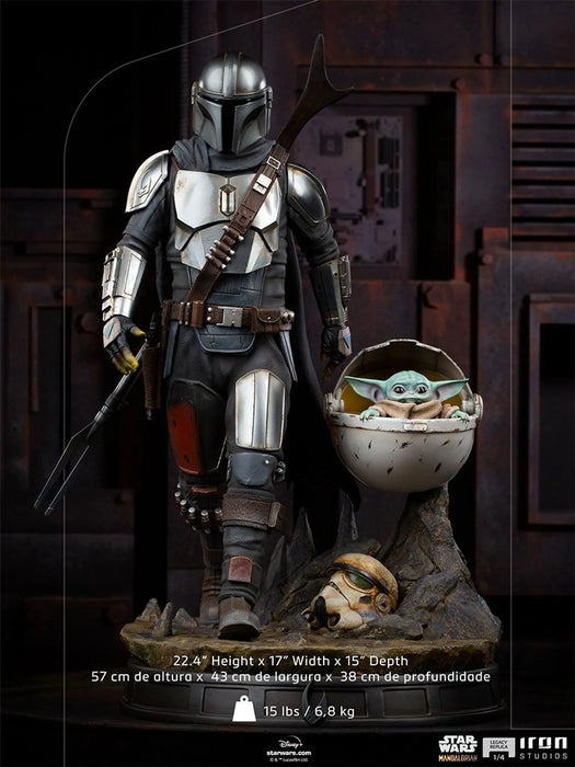 IRON Studios: Star Wars The Mandalorian - The Mandalorian y Baby Yoda Legacy Replica Escala 1/4