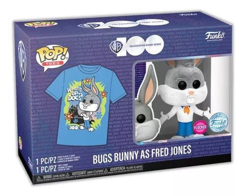 Funko Pop & Tee: Warner Bros 100 - Playera Mediana Con Bugs Bunny Flocked Exclusivo