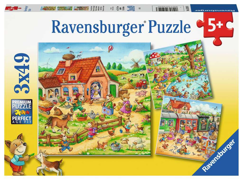 Ravensburger Rompecabezas: Vacaciones en el campo 3 Pack 49 piezas