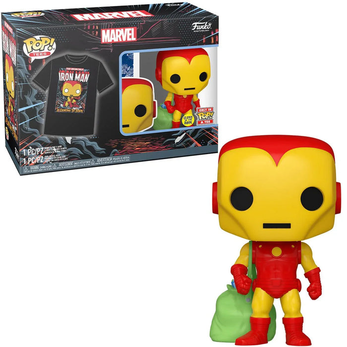 Funko Pop & Tee: Marvel Holiday - Playera Extra Grande Con Iron Man Glow