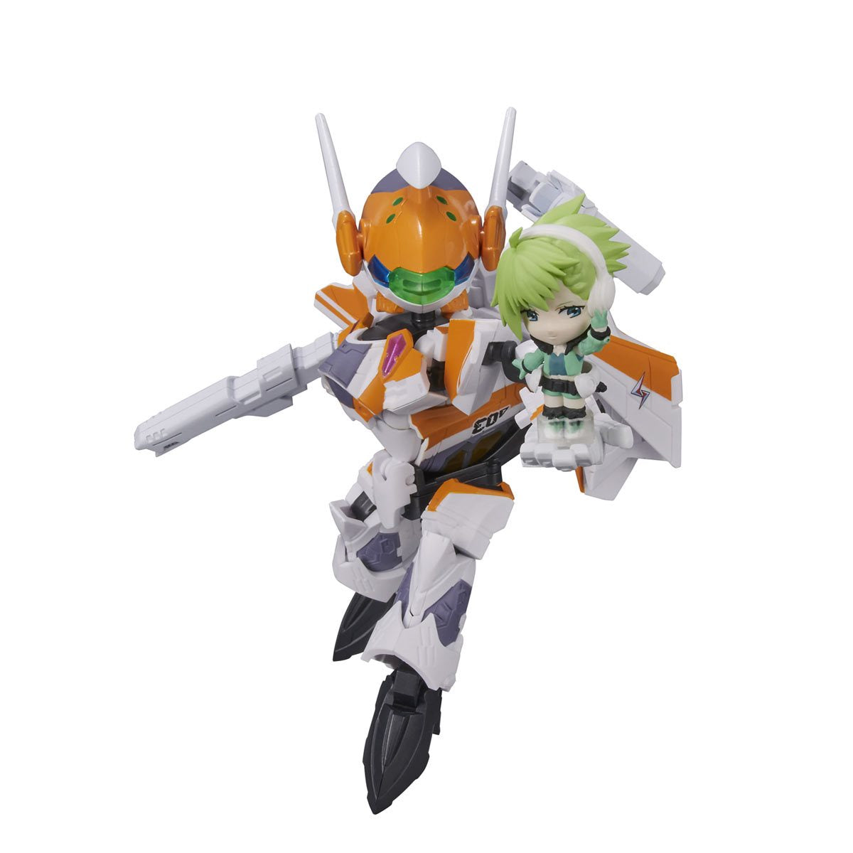 Bandai Tamashii Nations Tiny Session: Macross Delta - VF 31E Siegfried Chuck Mustang con Reina Prowler Figura de Accion