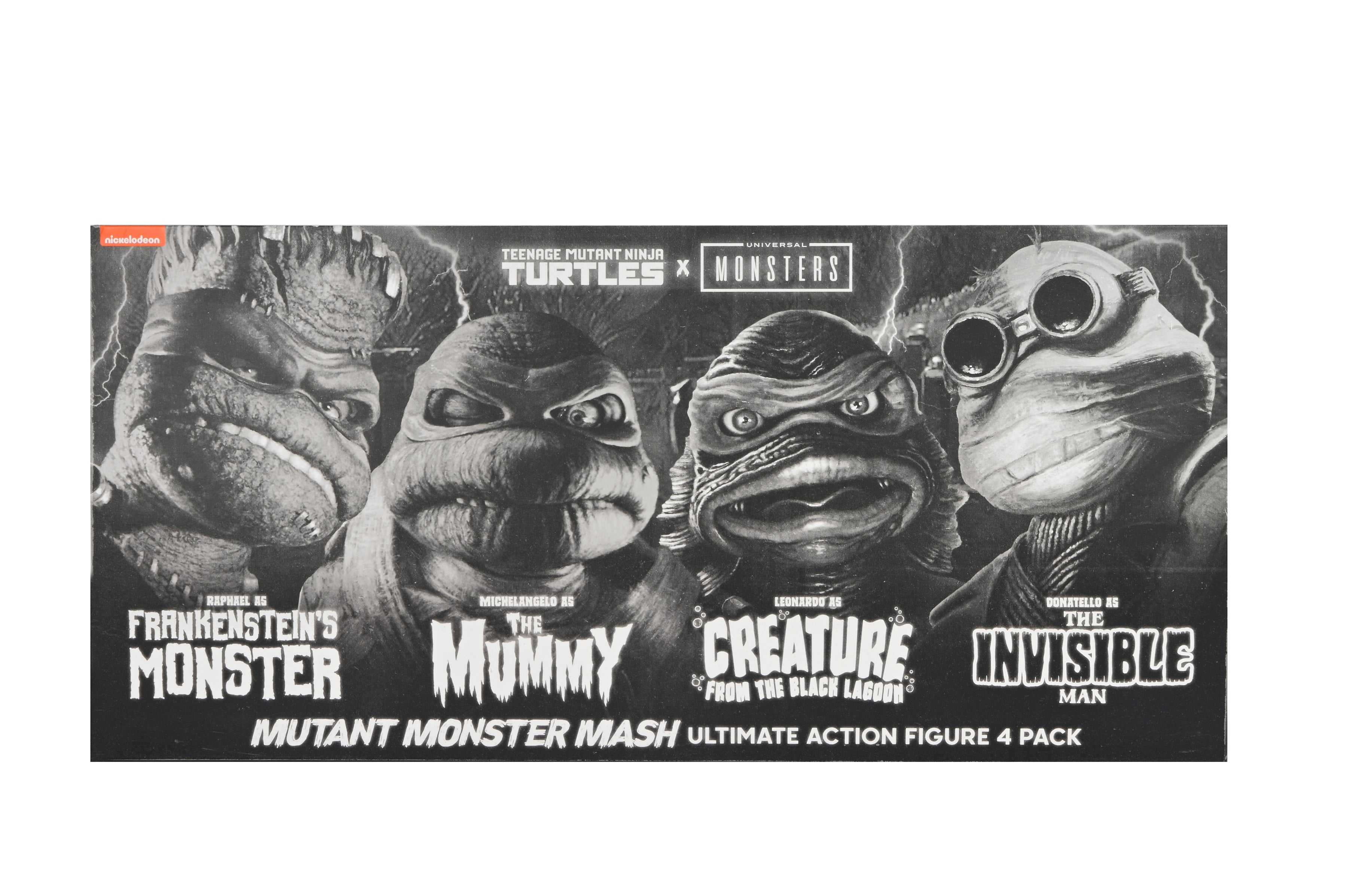 NECA Figura de Accion: Universal Monsters x TMNT - Tortugas En Blanco Y Negro 4 Pack 7 Pulgadas