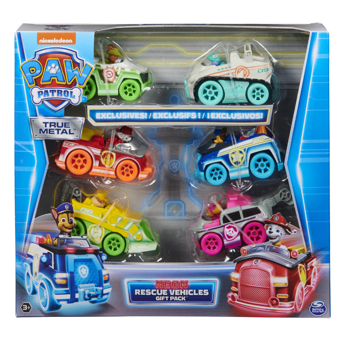 Paw Patrol: Set De Vehiculos Neon True Metal