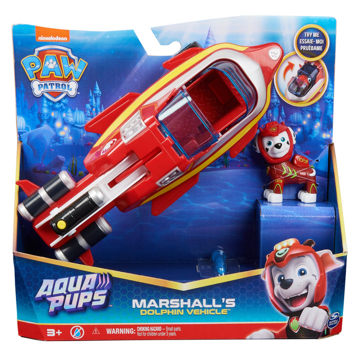 Paw Patrol: Aqua Pups - Marshal Con Vehiculo Acuatido Delfin