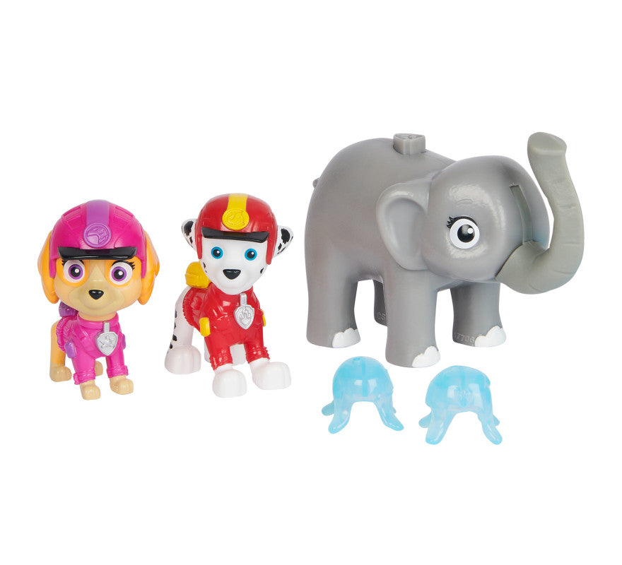 Paw Patrol: Hero Pups Jungle - Set De Figuras De Cachorros Marshall, Skye y Elefante