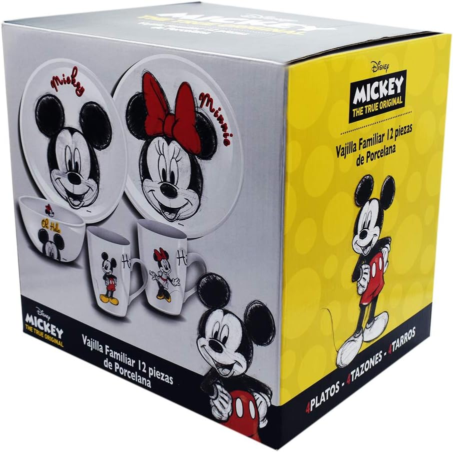 Fun Kids Vajilla: Disney - Mickey Y Minnie Set De 12 Piezas