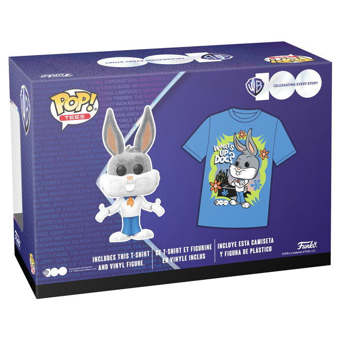 Funko Pop & Tee: Warner Bros 100 - Playera Extra Chica Con Bugs Bunny Flocked Exclusivo