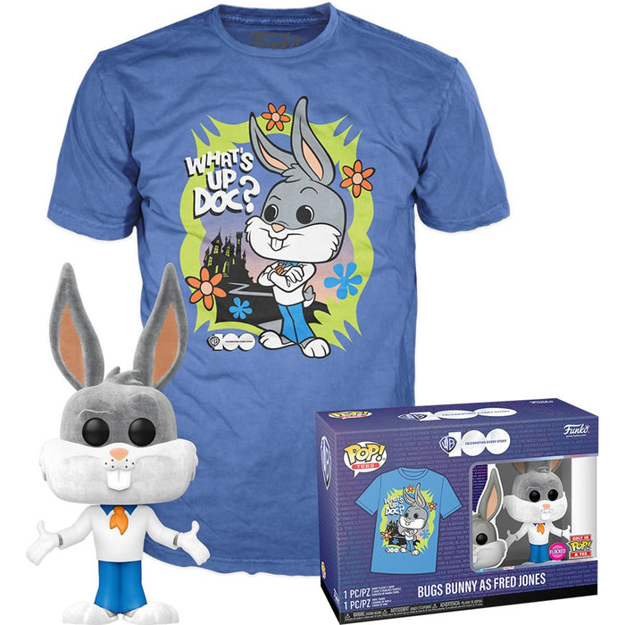 Funko Pop & Tee: Warner Bros 100 - Playera Extra Chica Con Bugs Bunny Flocked Exclusivo