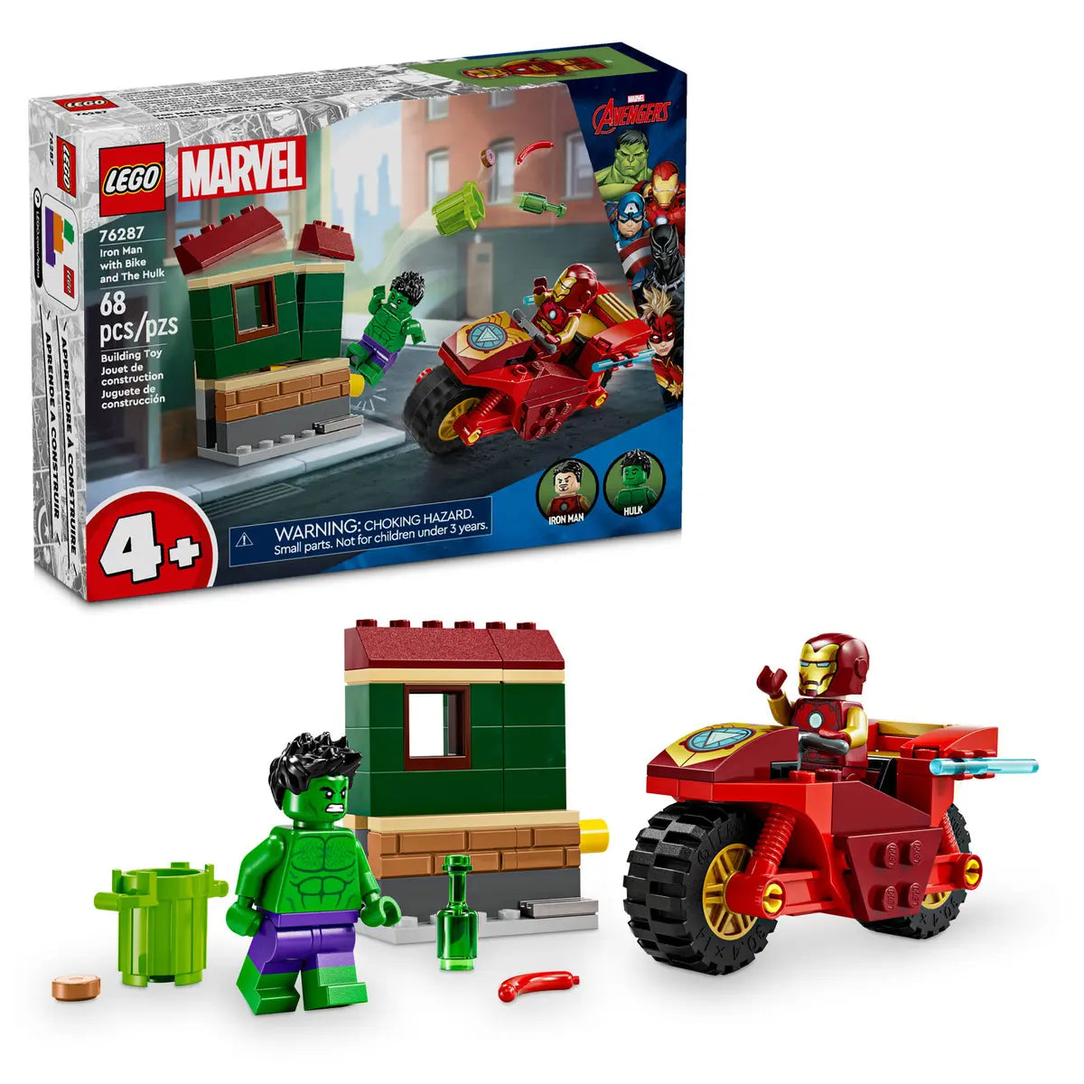 LEGO Super Heroes Marvel Iron Man con Moto y Hulk 76287