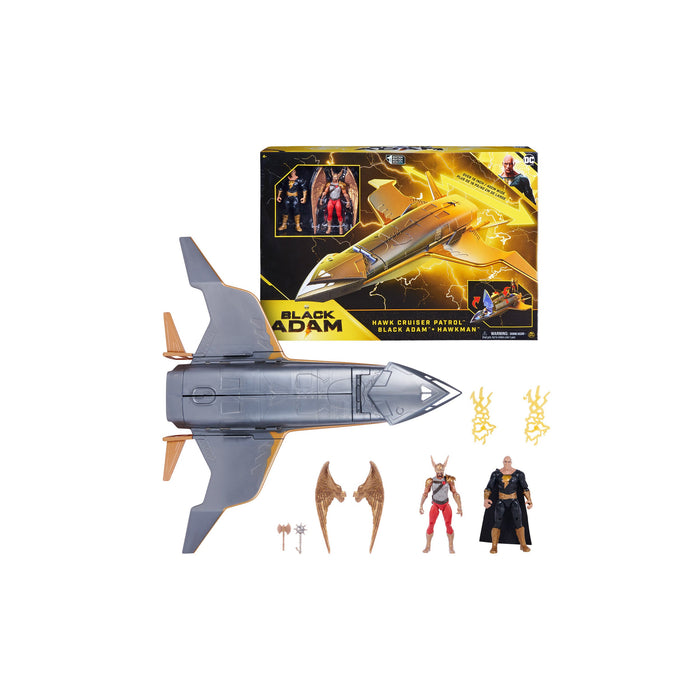 Black Adam: Set Hawk Cruiser Con Black Adam Y Hawkman 4 Pulgadas