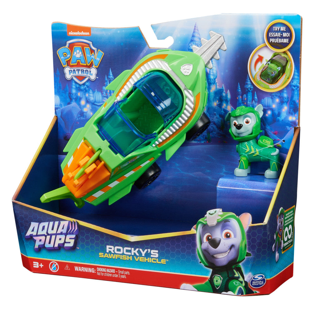 Paw Patrol: Aqua Pups - Rocky Con Vehiculo Acuatico