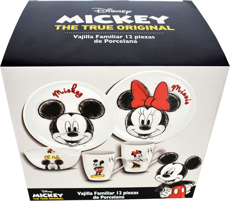 Fun Kids Vajilla: Disney - Mickey Y Minnie Set De 12 Piezas