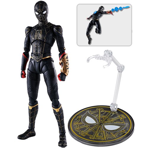 Bandai Tamashii Nations SH Figuarts: Spiderman No Way Home - Spiderman Traje Negro y Dorado Figura de Accion