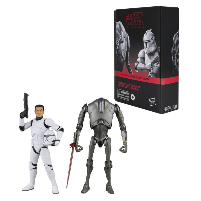 Star Wars The Black Series: Attack Of The Clones - Clon Trooper Fase 1 Y Superdroide De Combate 2 Pack