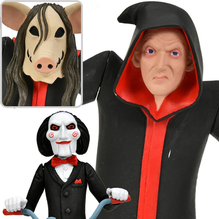 NECA Figura de Accion Tony Terrors: Saw - Set Asesino Jigsaw Y Marioneta Billy EnTriciclo 6 Pulgadas