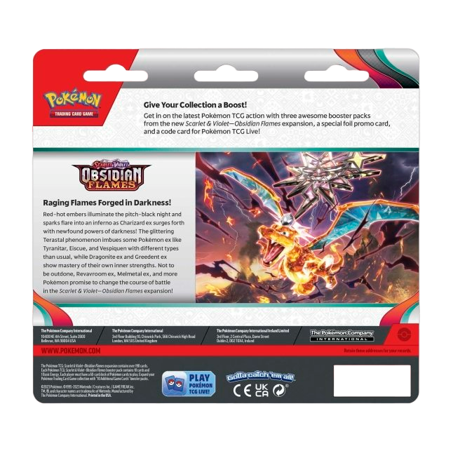 Pokemon TCG Scarlet & Violet: Obsidian Flames - 3 Pack Eevee Blister En Ingles