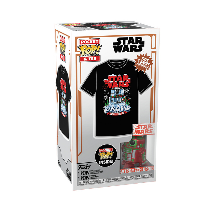 Funko Pop Keychain & Tee: Star Wars Holiday - Playera Infantil  Mediana Con Llavero R2 D2 Metalico