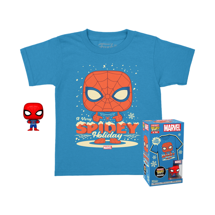 Funko Pop Keychain & Tee: Marvel Holiday - Playera Infantil Grande Con Llavero Spiderman