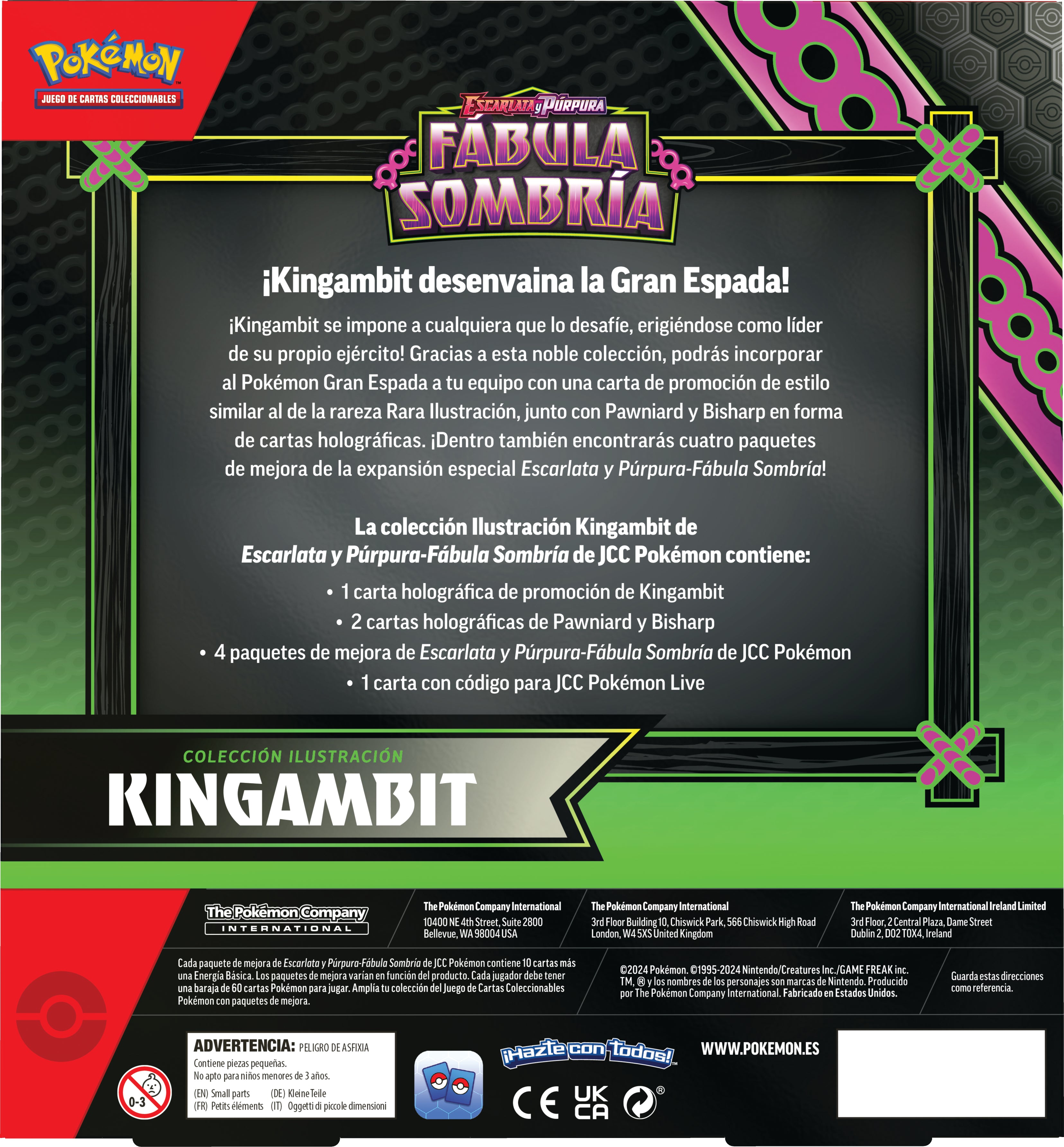 Pokemon TCG Escarlata y Purpura: Fabula Sombria - Kingambit Illustration Collection En Español