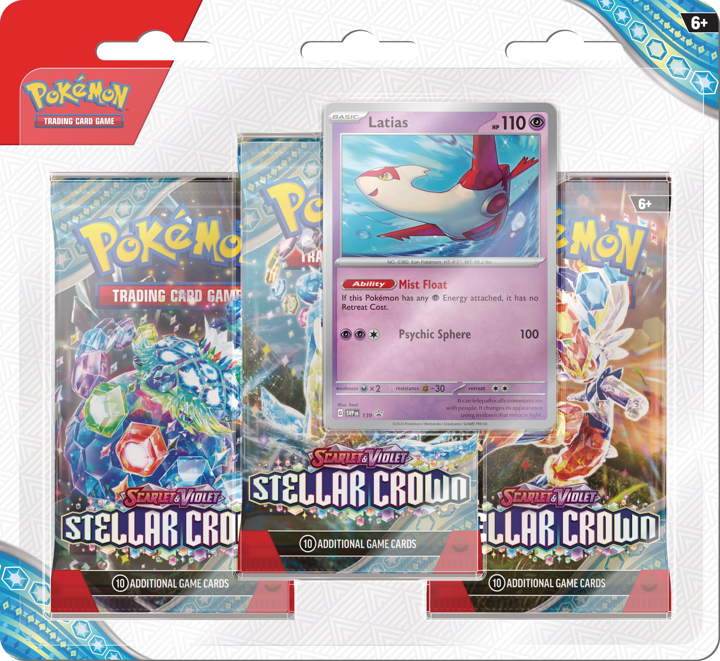 Pokemon TCG Scarlet & Violet: Stellar Crown - 3 Pack Blister Latias o Tinkaton En Ingles