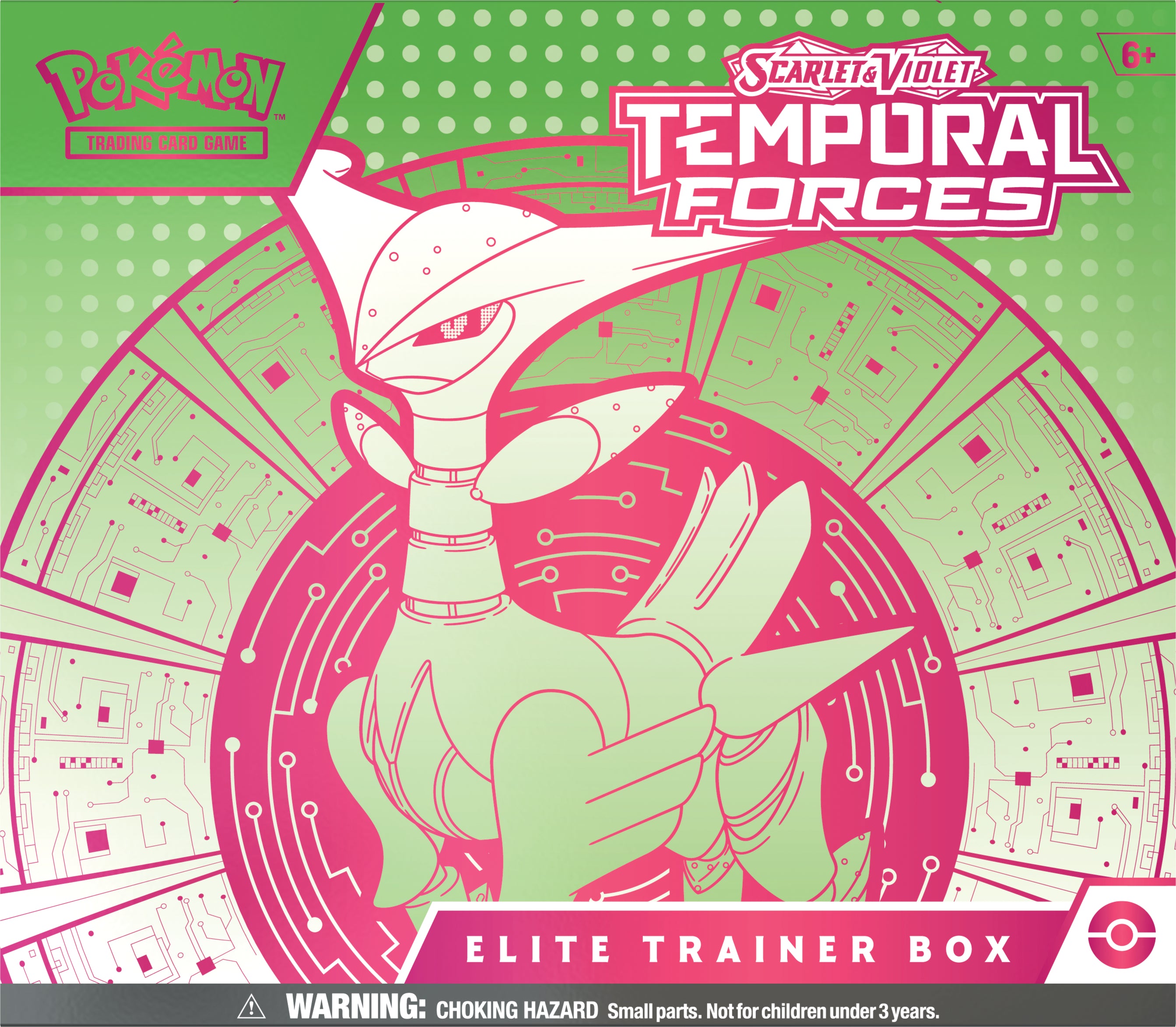 Pokemon TCG Scarlet & Violet: Temporal Forces - Elite Trainer Box Walking Wake o Iron Leaves En Ingles Surtido