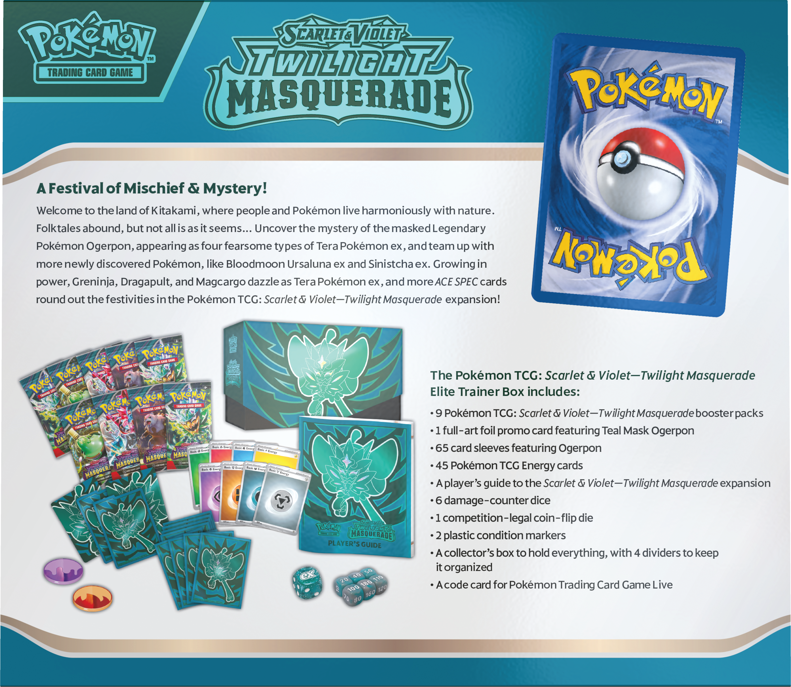 Pokemon TCG Scarlet & Violet: Twilight Masquerade - Elite Trainer Box Ogerpon En Ingles