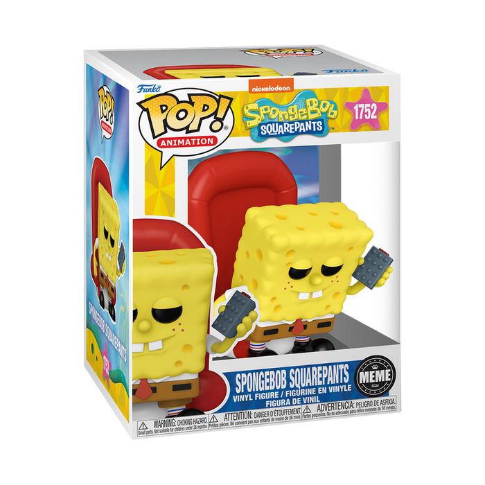 Funko Pop Premium: Bob Esponja - Meme Bob Esponja Mirando TV