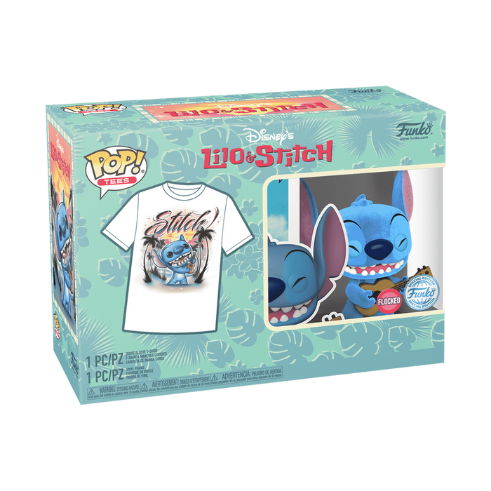 Funko Pop & Tee: Disney Lilo y Stitch - Stitch Ukelele Flocked con Playera 2XL