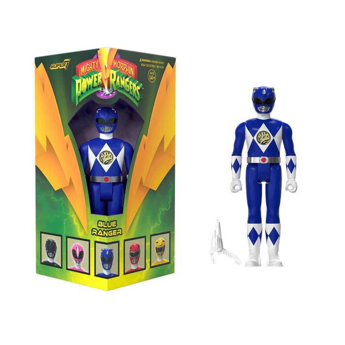 Super7 ReAction: Mighty Morphin Power Rangers - Blue Ranger Triangle Box Exclusivo SDCC 2023