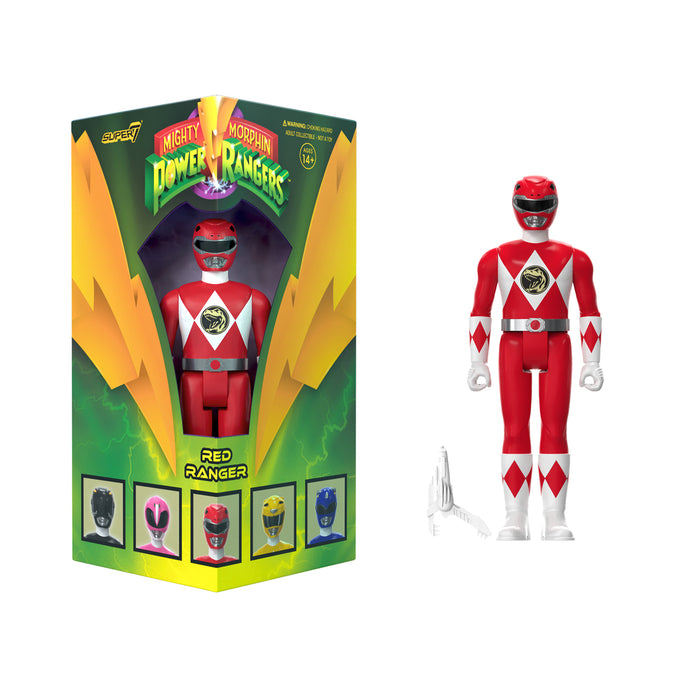 Super7 ReAction: Mighty Morphin Power Rangers -  Red Ranger Triangle Box Exclusivo SDCC 2023