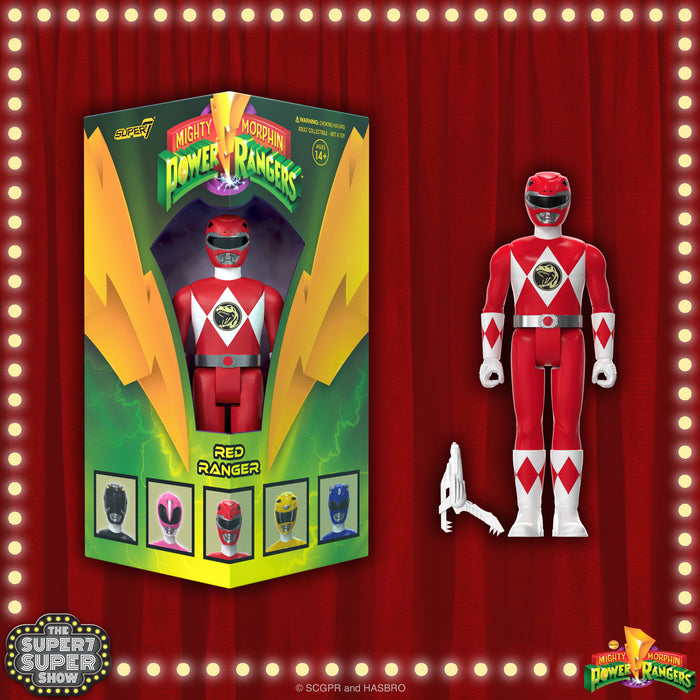 Super7 ReAction: Mighty Morphin Power Rangers -  Red Ranger Triangle Box Exclusivo SDCC 2023