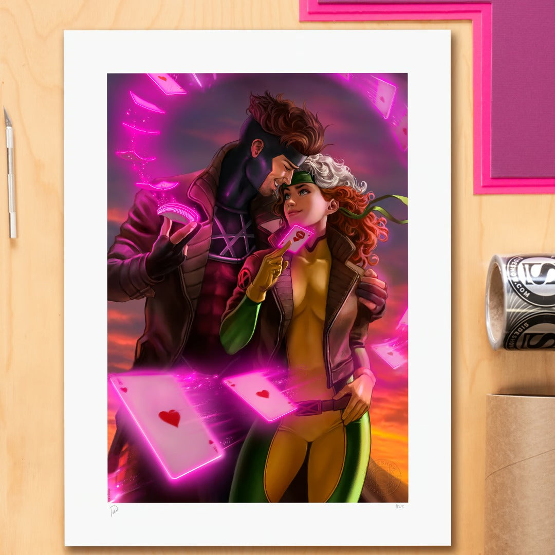 Sideshow Art Print: Marvel X Men - Rogue y Gambito Litografia