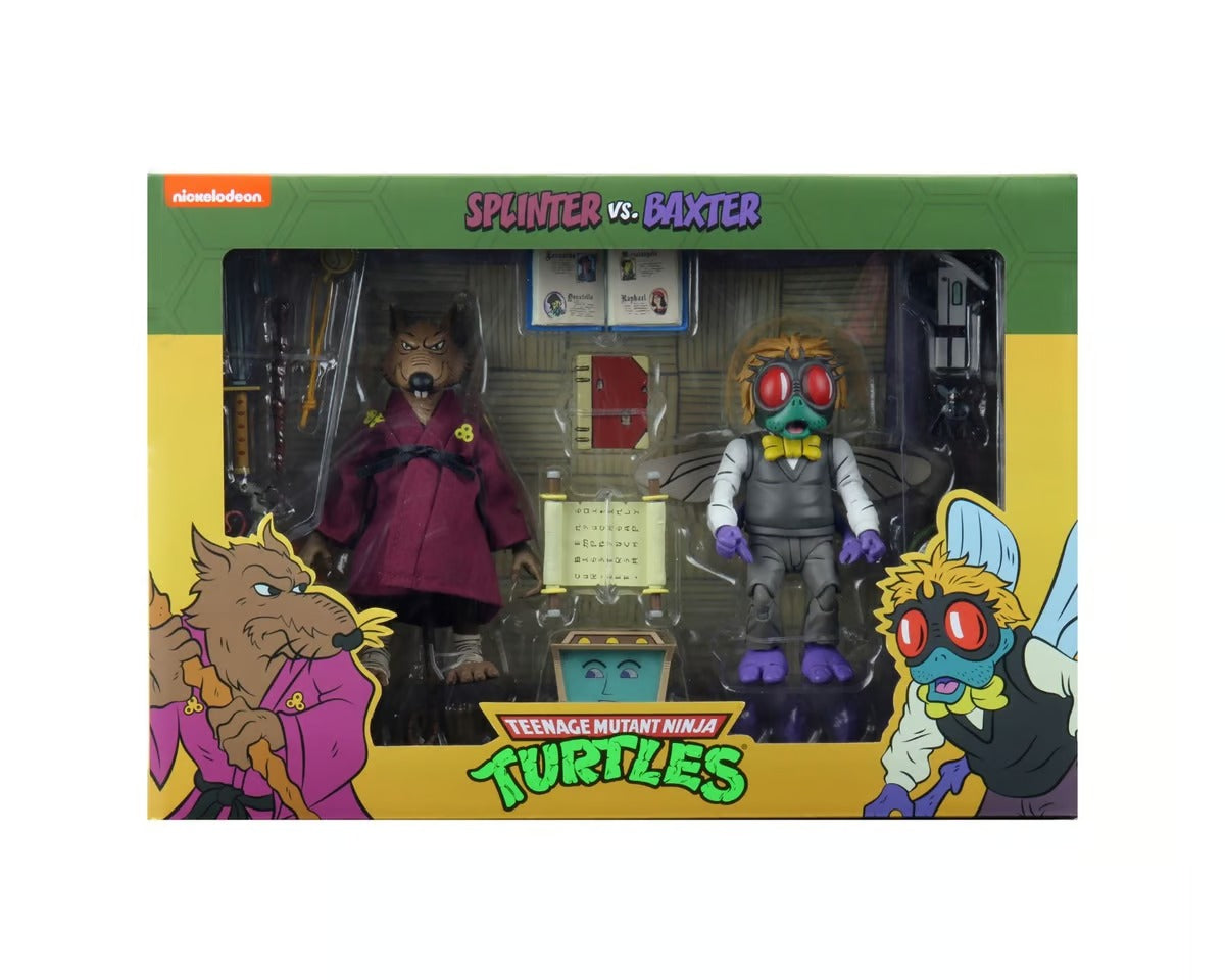 NECA Figura de Accion: TMNT Tortugas Ninja - Splinter y Baxter 2 Pack 7 Pulgadas