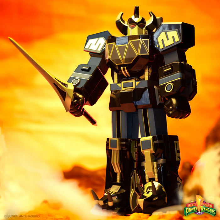 Super7 Super Cyborg: Power Rangers Mighty Morphin - Megazord Negro con Dorado