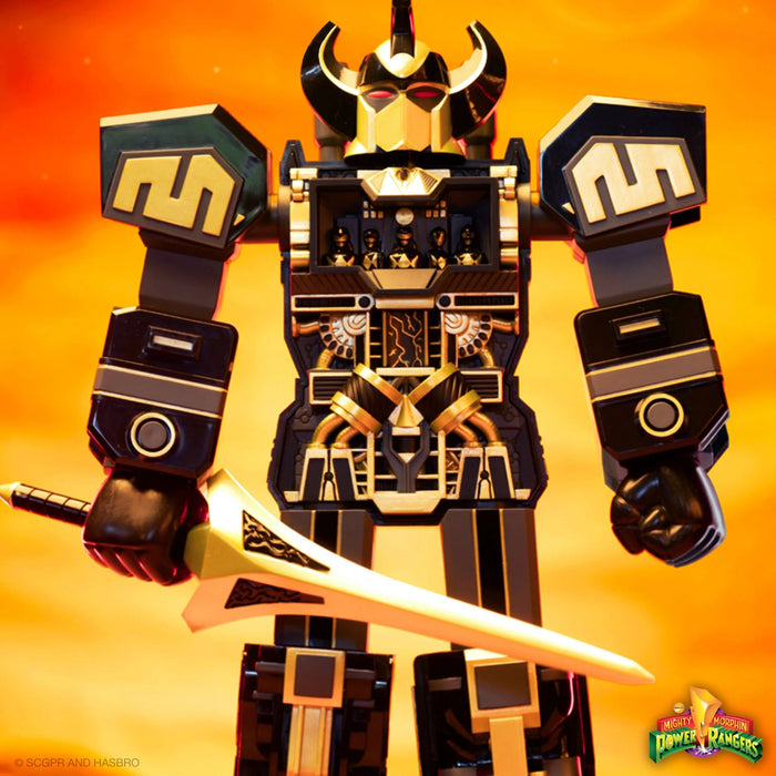 Super7 Super Cyborg: Power Rangers Mighty Morphin - Megazord Negro con Dorado