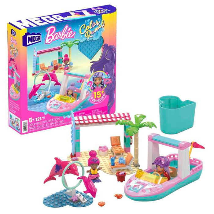 Mega Bloks: Mega Barbie Color Reveal Set De Exploracion Con Delfines