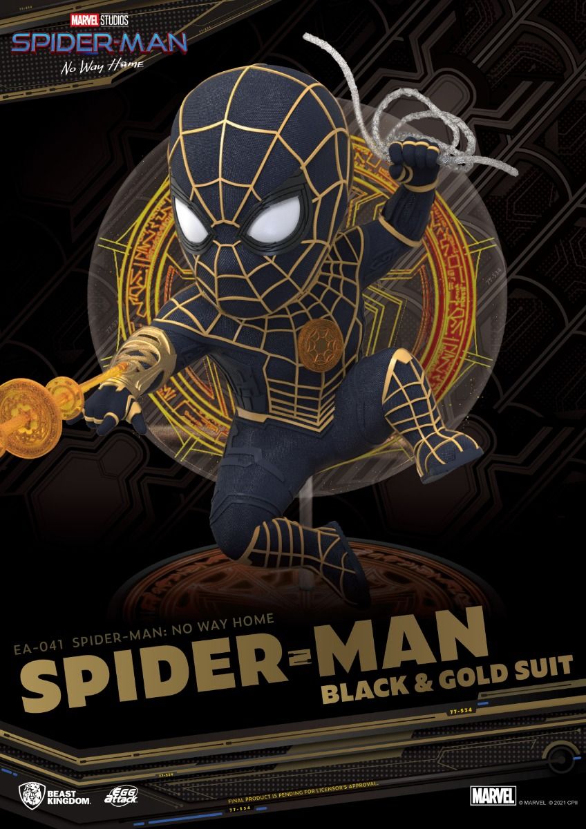 Beast Kingdom Egg Attack: Marvel Spider-Man No Way Home - Spider-Man Traje Negro y Dorado EA-041