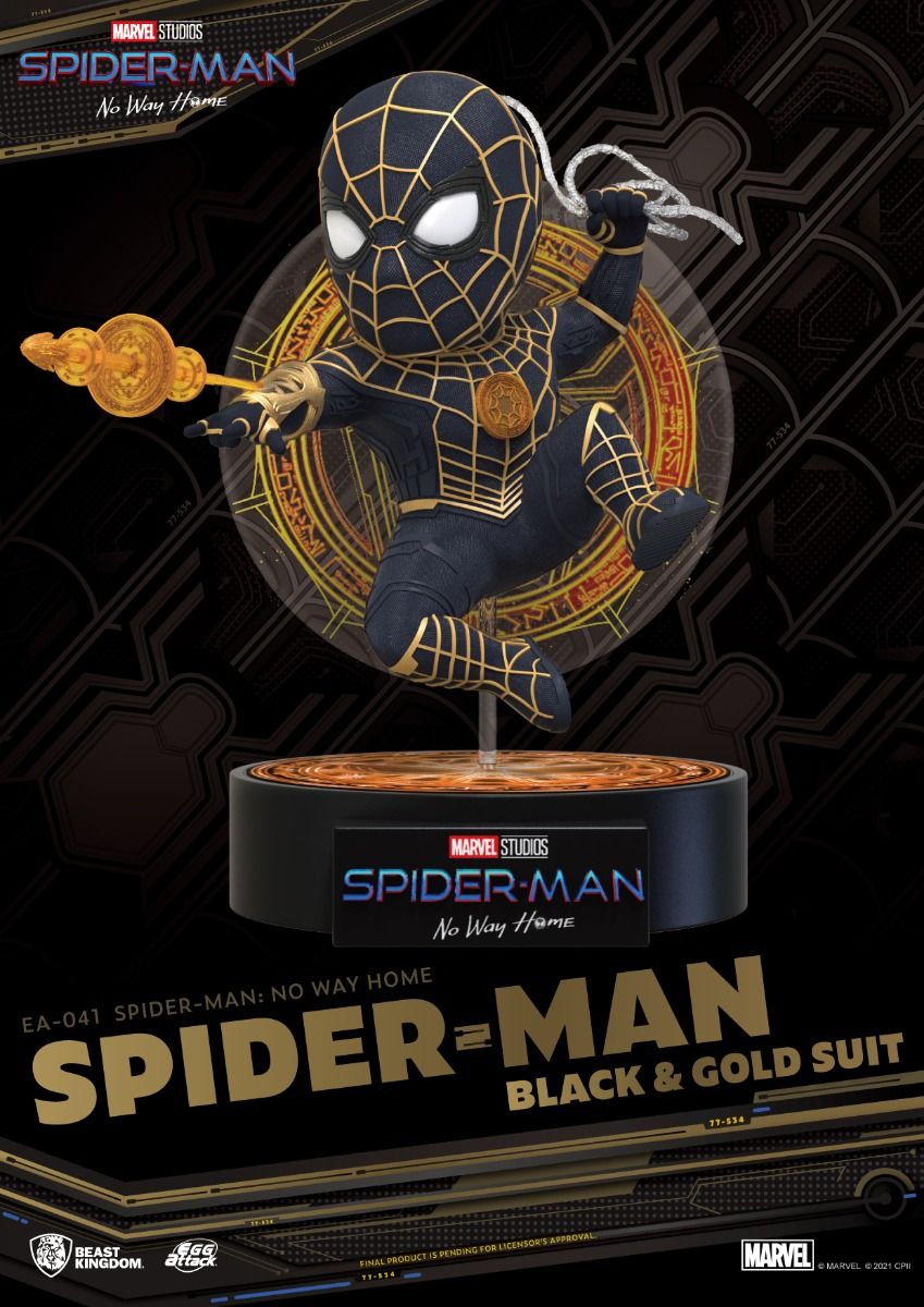 Beast Kingdom Egg Attack: Marvel Spider-Man No Way Home - Spider-Man Traje Negro y Dorado EA-041