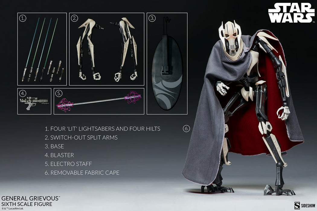 Sideshow Star Wars: Episodio 3 - General Grievous Escala 1/6