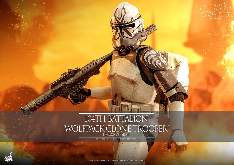 Hot Toys Movie Masterpiece Series: Star Wars Clone Trooper 104 Batallon - Soldado Wolfpack Deluxe Escala 1/6