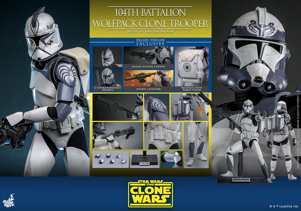 Hot Toys Movie Masterpiece Series: Star Wars Clone Trooper 104 Batallon - Soldado Wolfpack Deluxe Escala 1/6