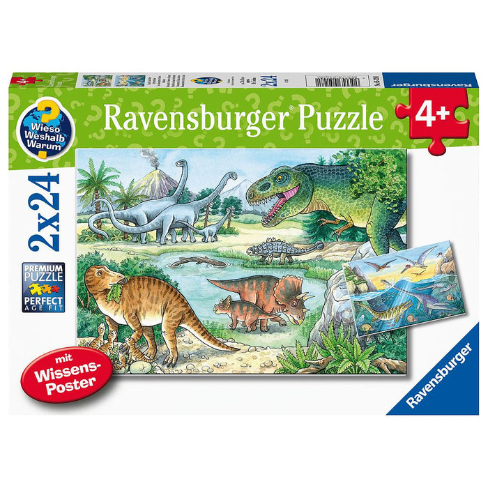 Ravensburger Rompecabezas: Dinosaurios de tierra y mar 2 Pack 24 piezas