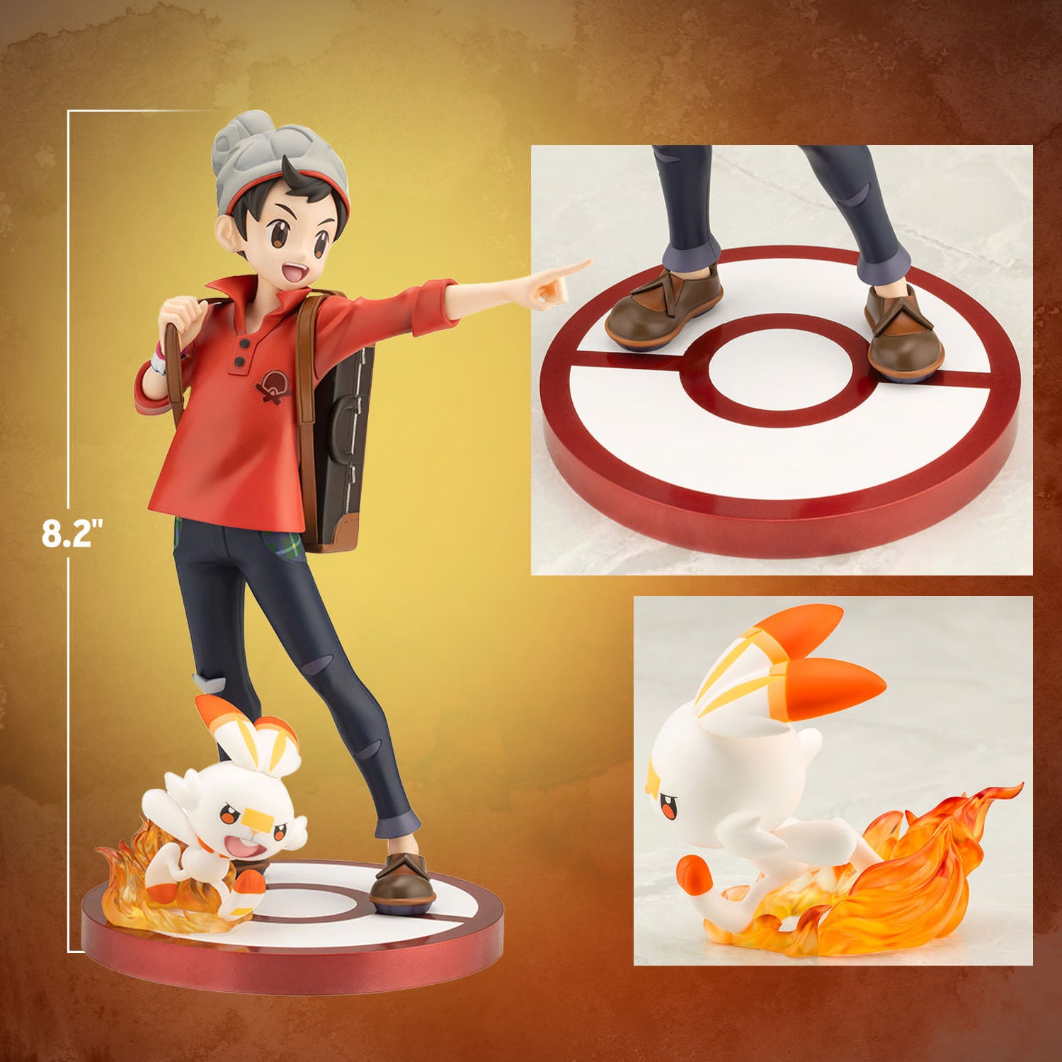 Kotobukiya ARTFX J: Pokemon Sword & Shield - Victor con Scorbunny Escala 1/8