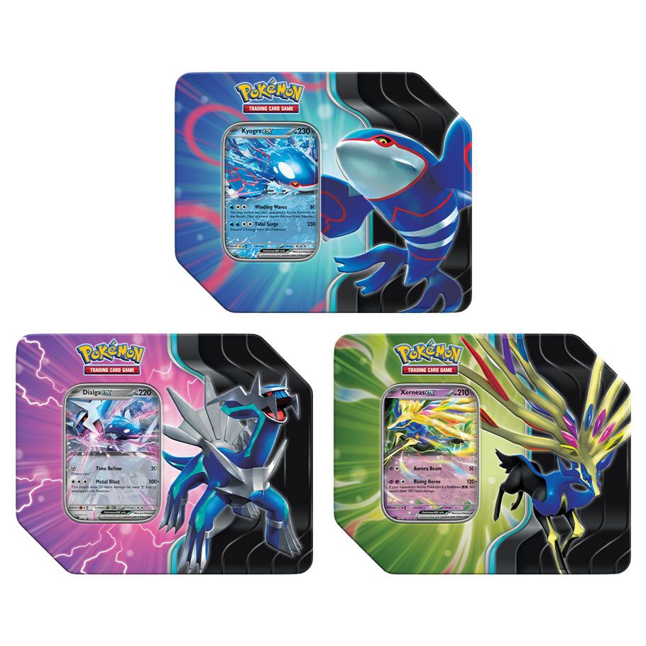 Pokemon TCG: Azure Legends Tin - Kyogre, Dialga o Xerneas Aleatoria En Ingles