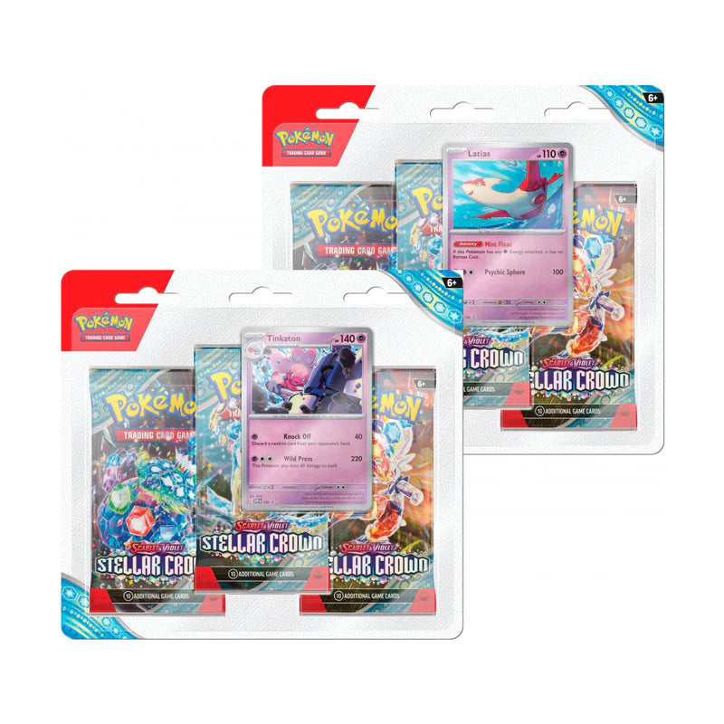 Pokemon TCG Scarlet & Violet: Stellar Crown - 3 Pack Blister Latias o Tinkaton En Ingles