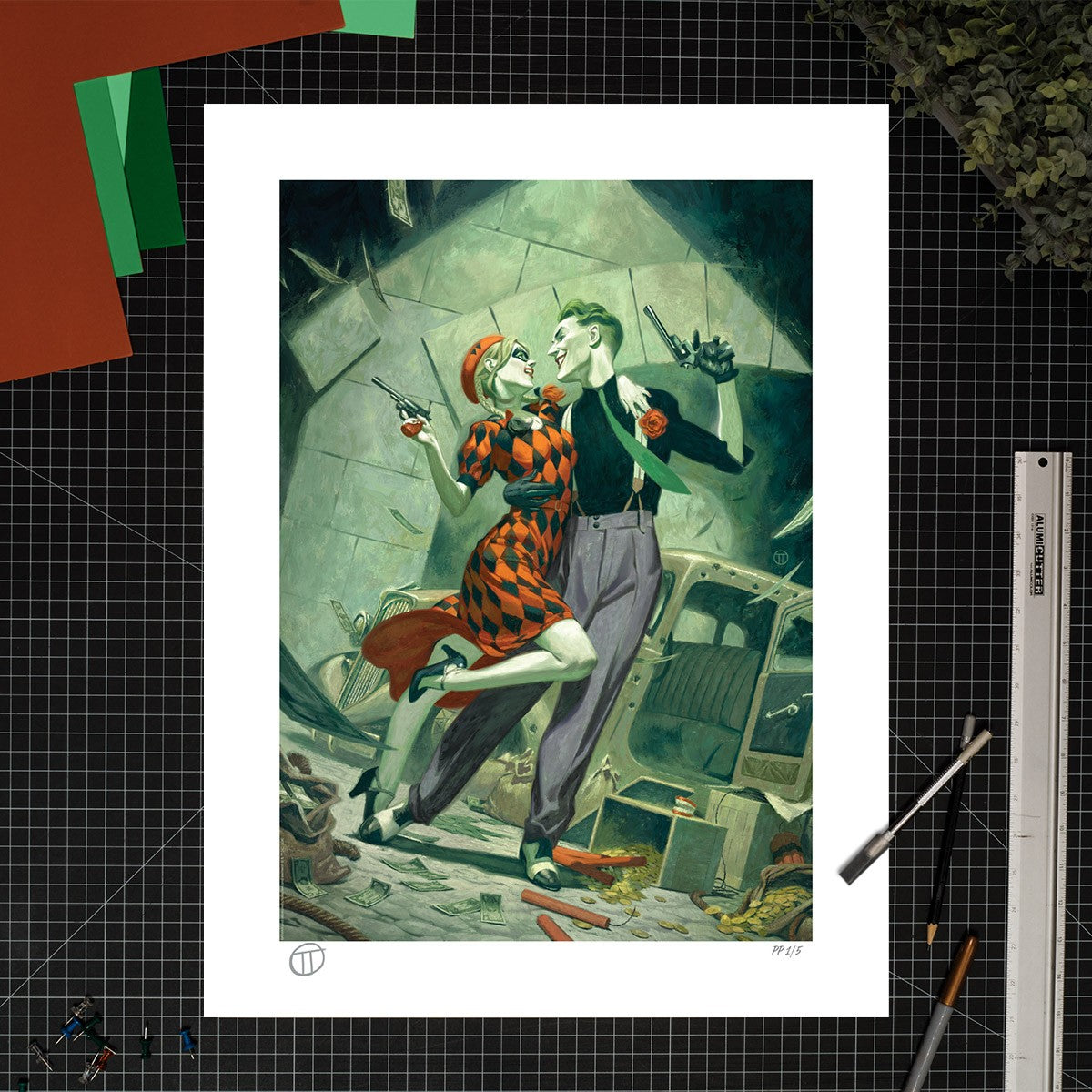 Sideshow Art Print: DC Comics - Harley Quinn y Joker Amor Sin Ley Litografia